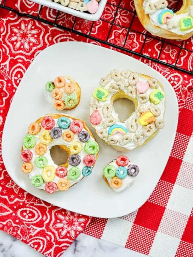 plate of finished air fryer donuts with biscuits