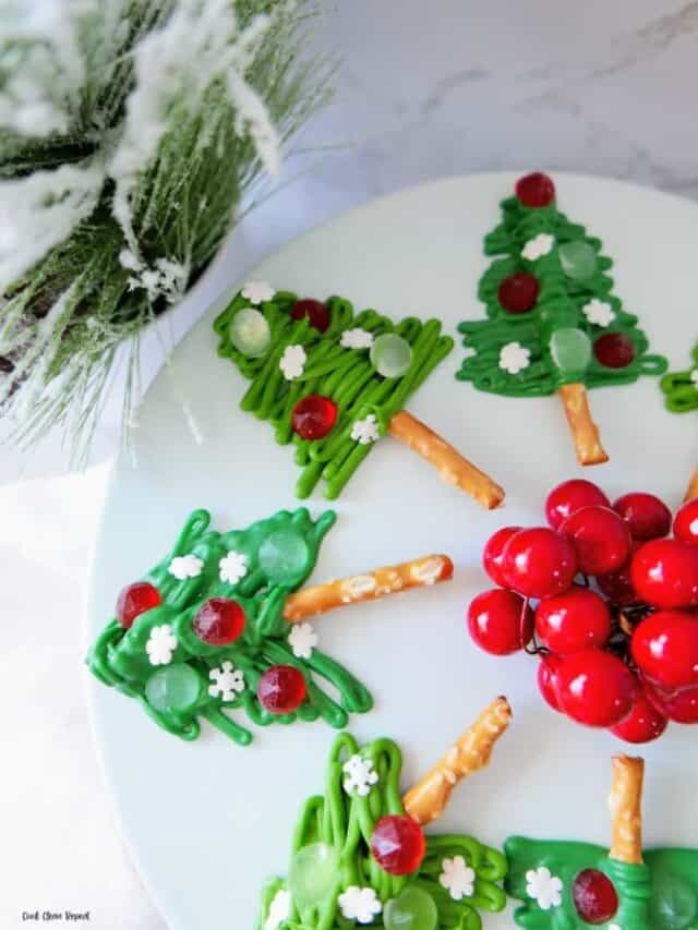 close up view of the finished Christmas tree candy melts ready to eat