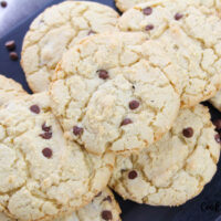 Featured image showing finished chocolate chip cake mix cookies