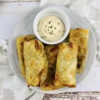 featured image showing the finished Philly cheesesteak egg roll recipe