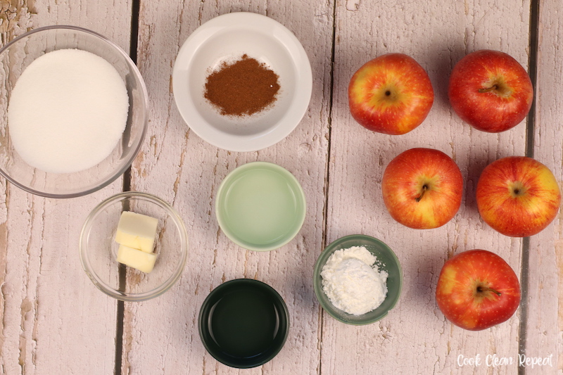 ingredients needed for apple pie filling. 