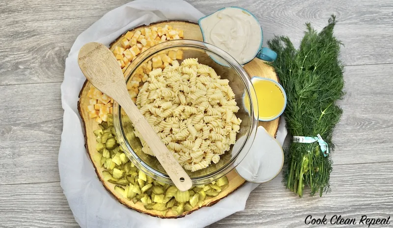 ingredients for pickle pasta salad salad