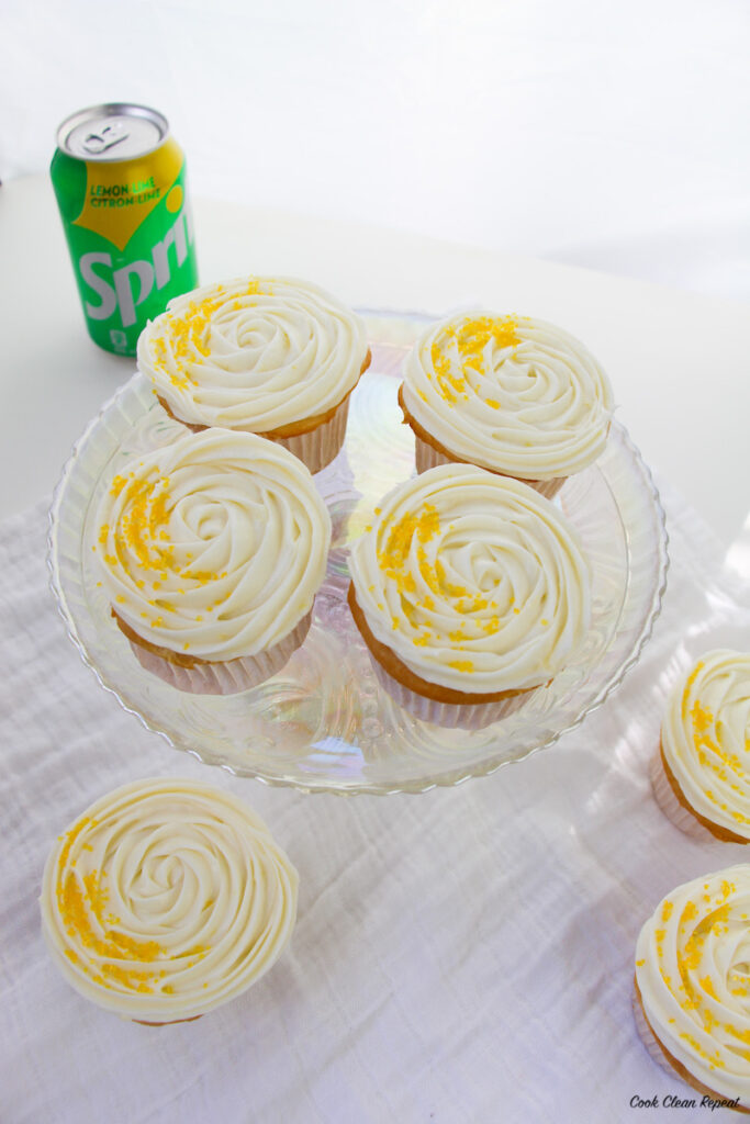 Top down look at the finished sprite cupcakes