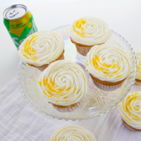 Featured image showing the finished sprite cupcakes.