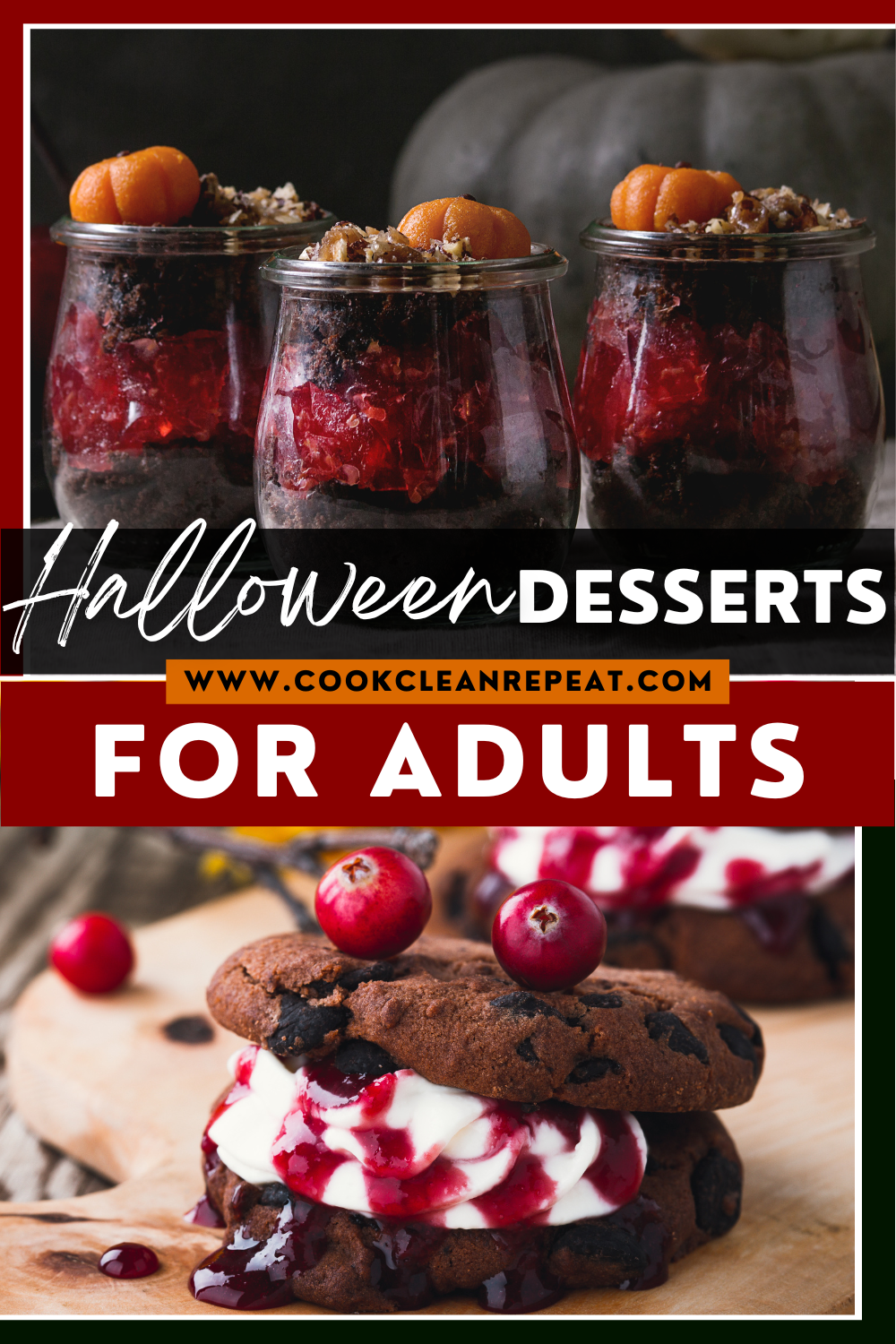 Pin showing the title Halloween Desserts for Adults