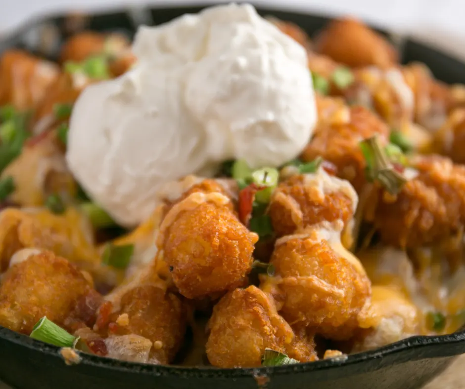 Reheating tater tot casserole in a skillet