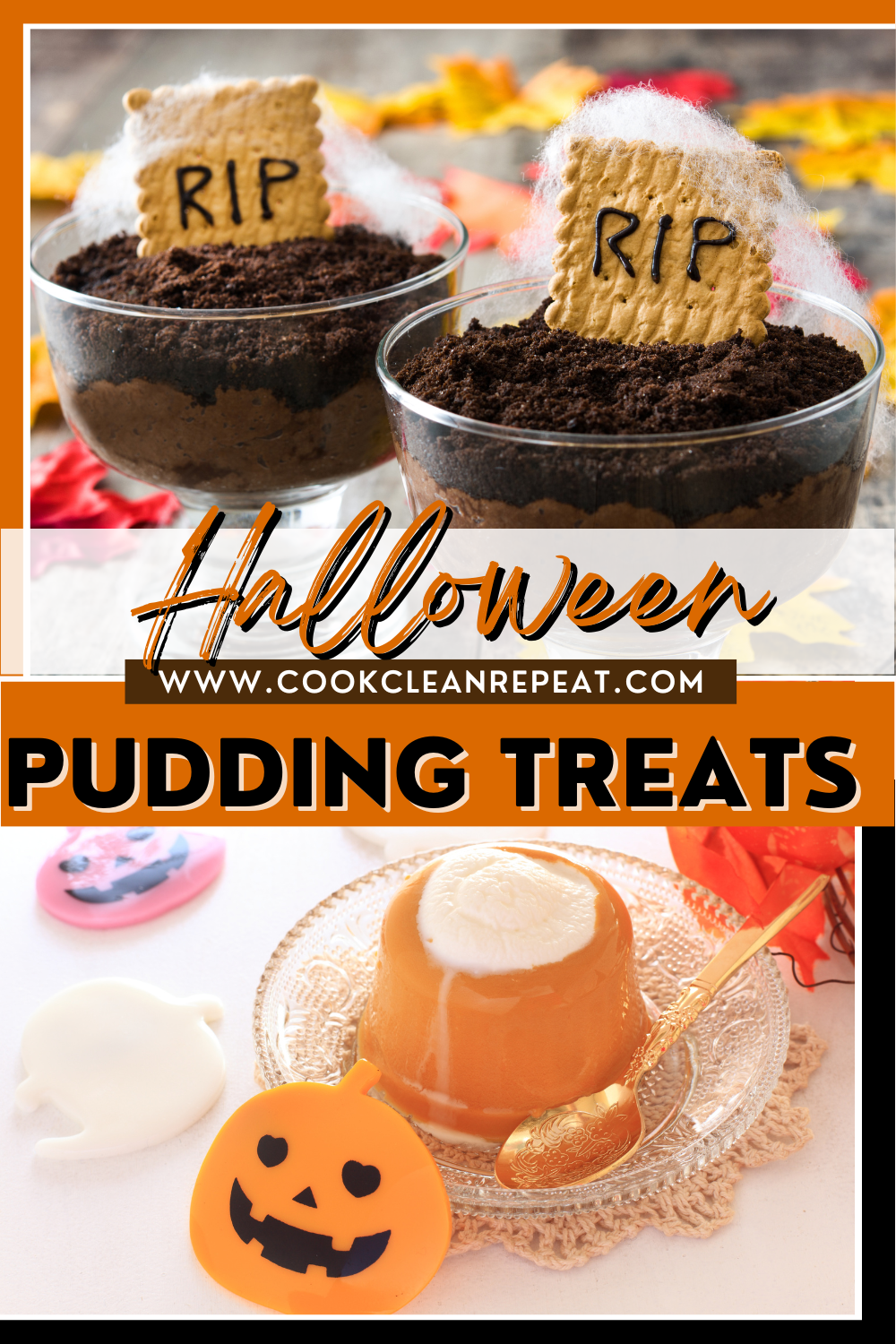 Pin showing the title Halloween Pudding Treats