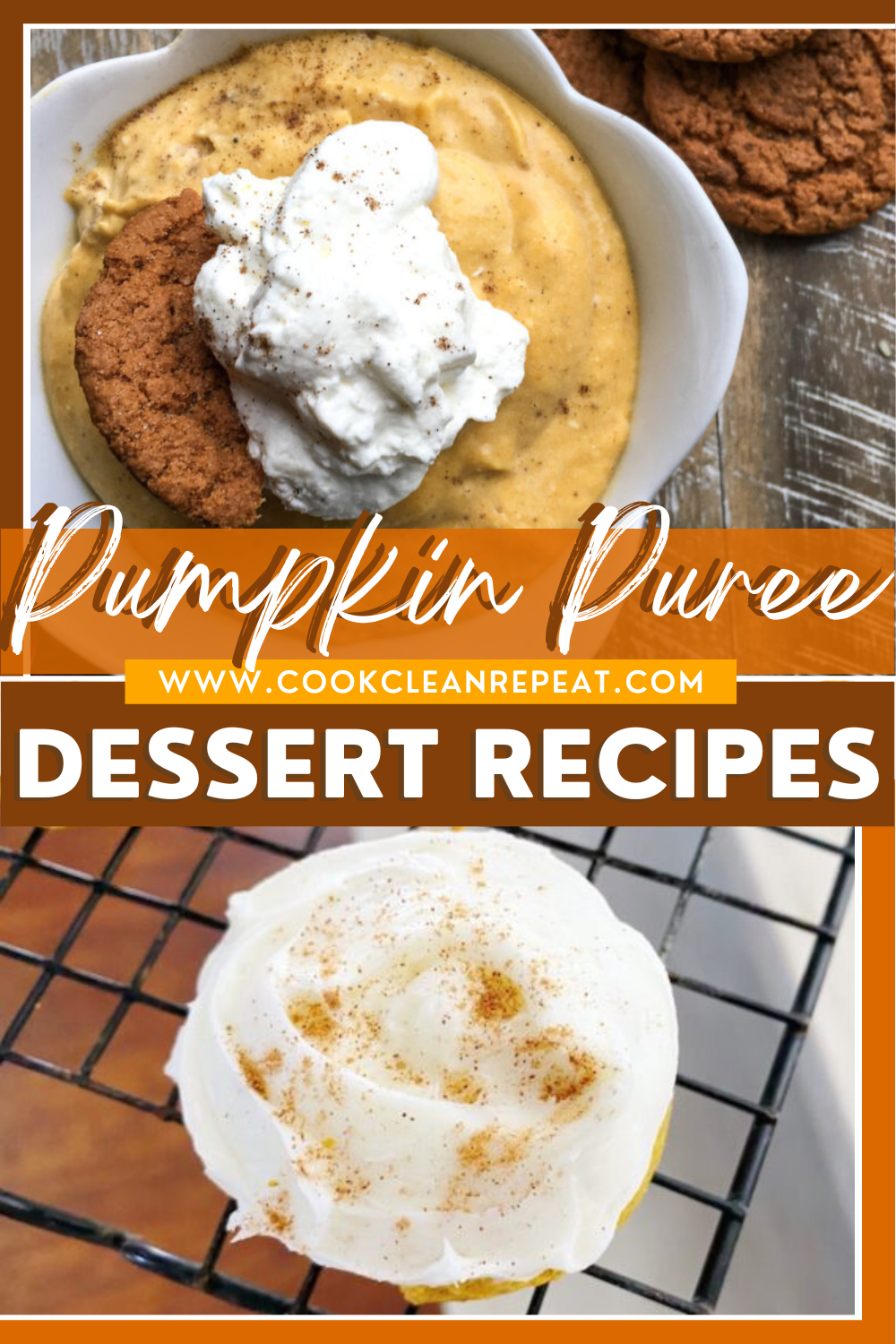 Pin showing the title Pumpkin Puree Dessert Recipes