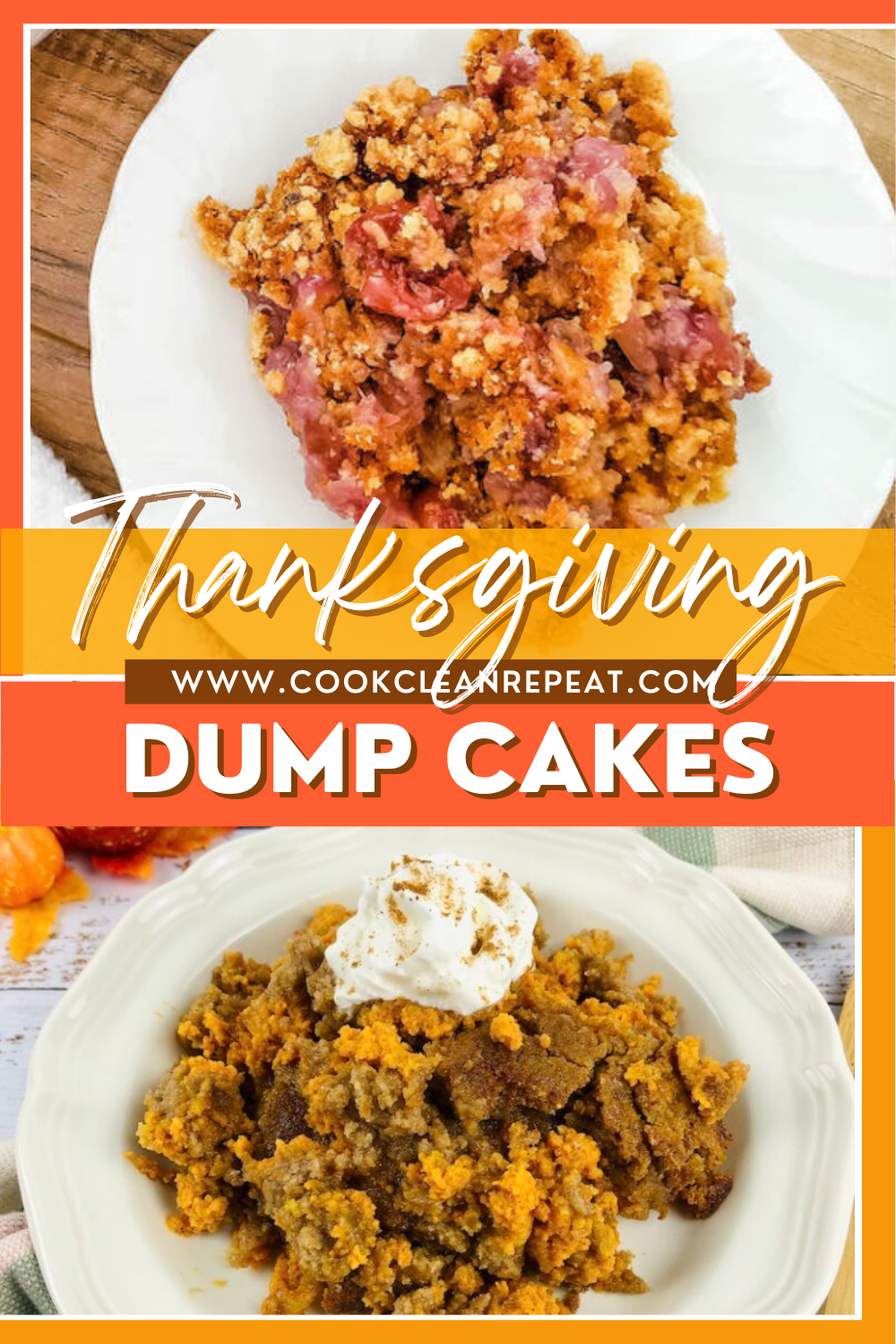 Pin showing the title Thanksgiving Dump Cakes
