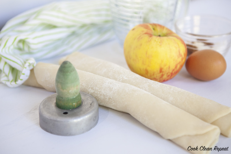 ingredients and supplies for mini apple pie pockets