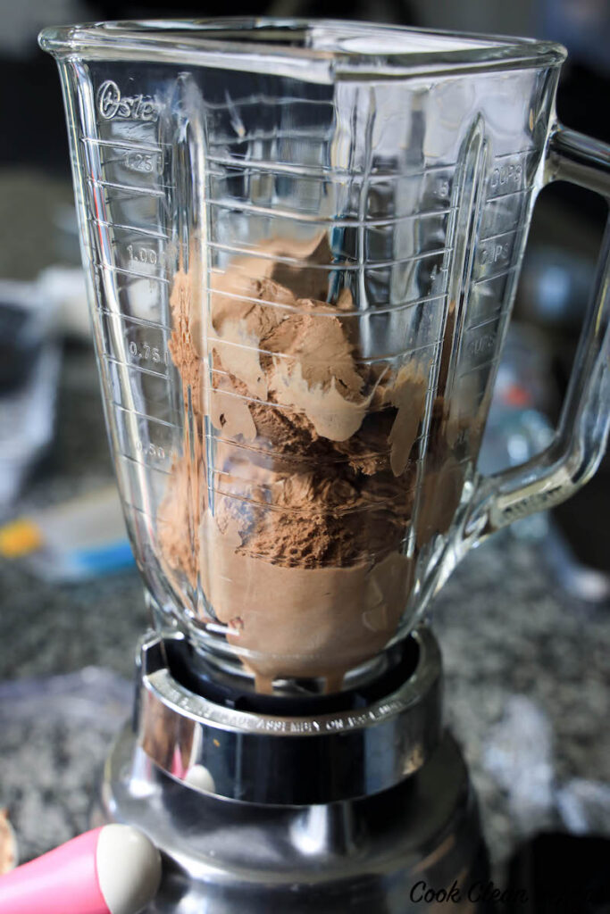 ice cream going into the blender