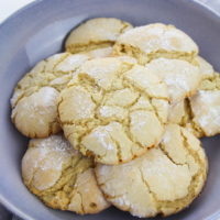 Featured image showing the finished vanilla cake mix cookies ready to serve