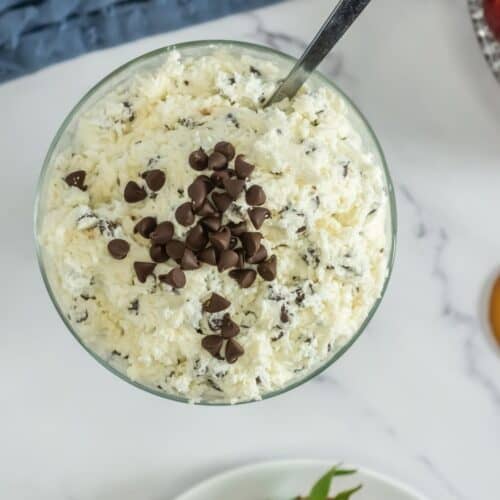 Cannoli dip without ricotta in a bowl.