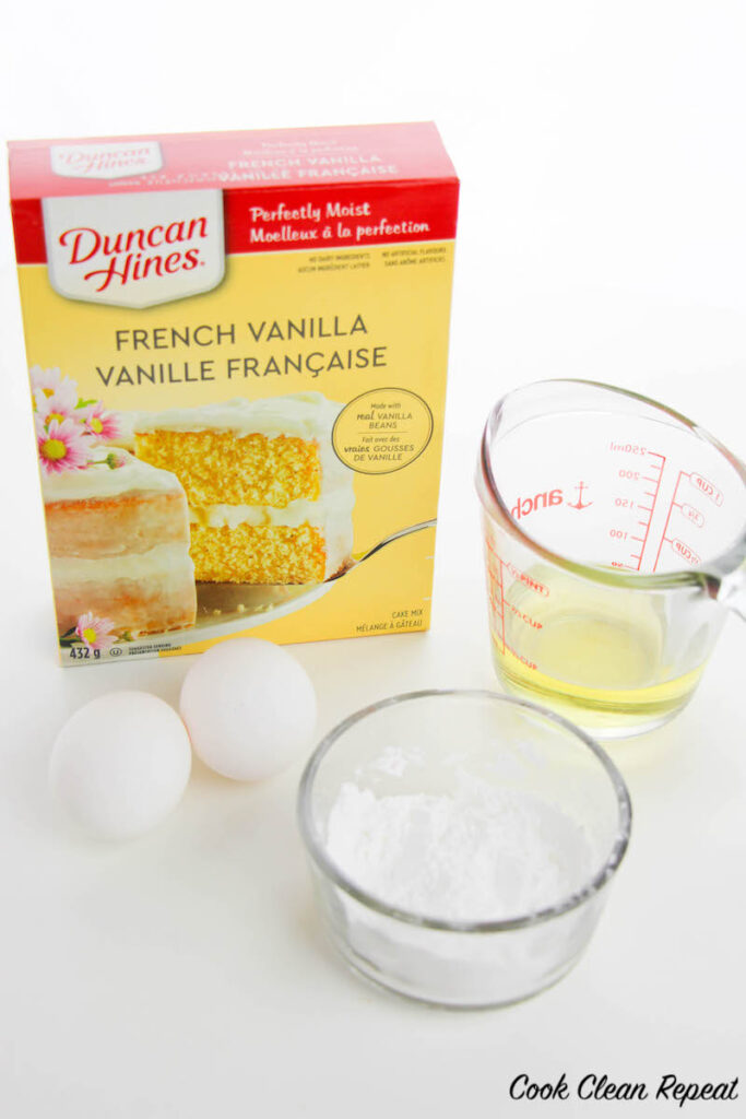 ingredients needed to make vanilla cake mix cookies