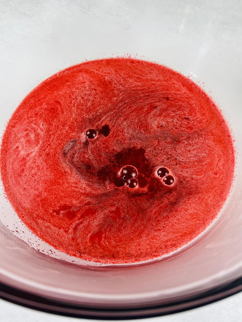 red mixture in a bowl