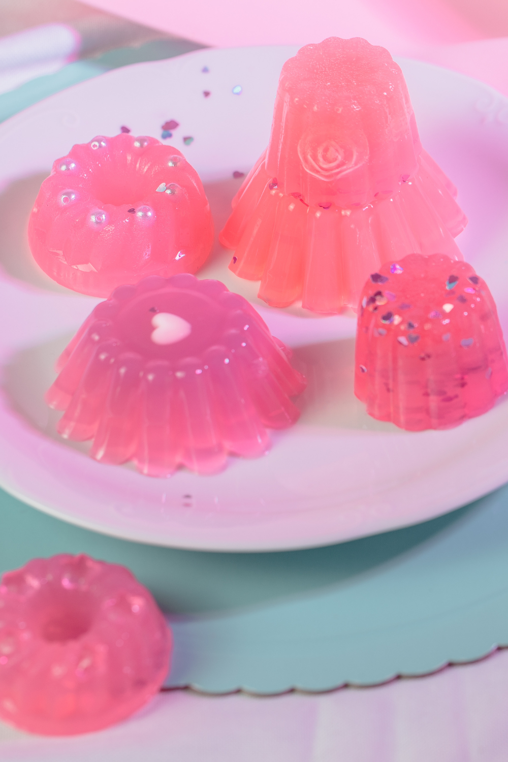 valentines jello idea of pink jello with sprinkles