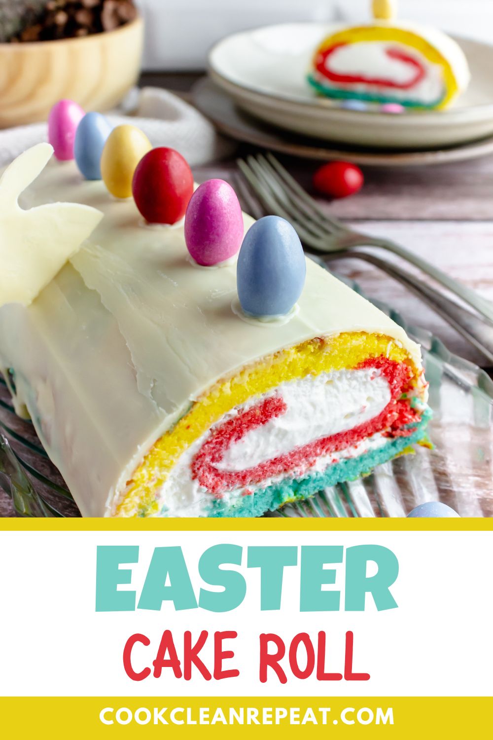 Pinterest image for Easter Cake Roll recipe