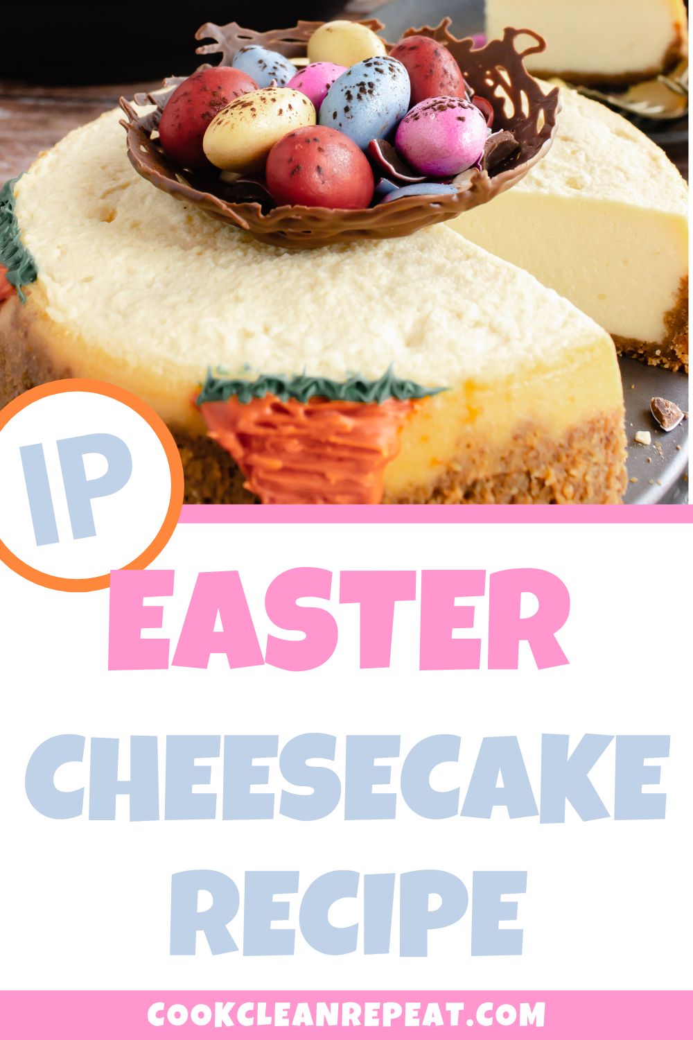 Pinterest image for Easter cheesecake recipe