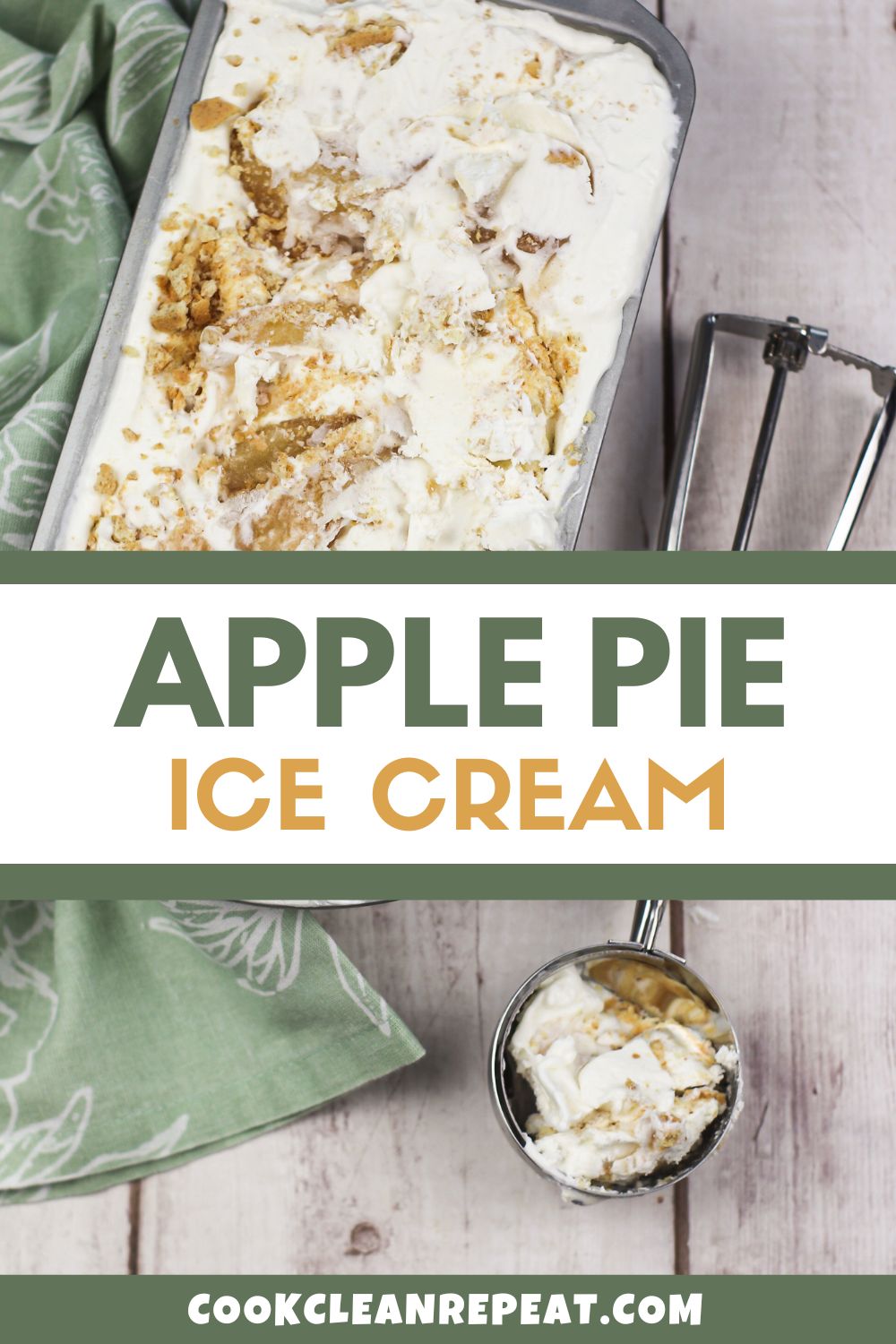 pinterest image for apple pie ice cream recipe