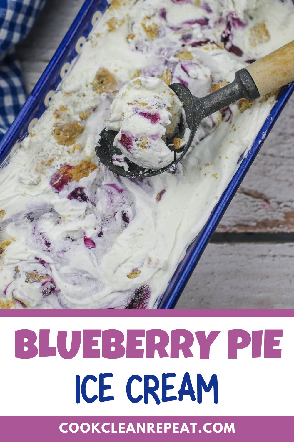 Pinterest image for blueberry pie ice cream recipe