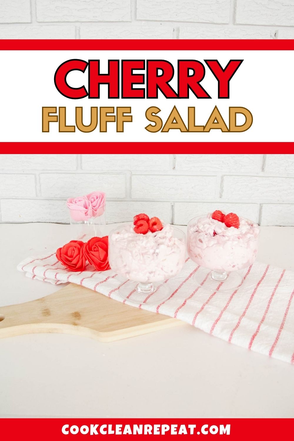 Pinterest image for cherry fluff salad