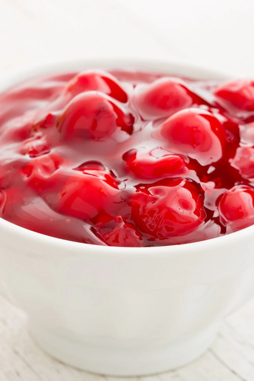 cherry pie filling in a white bowl