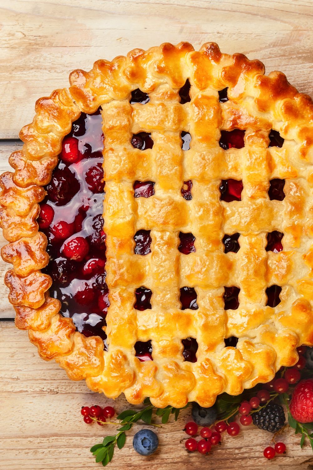 cherry pie with 3/4 pie lattice