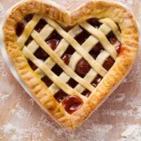 Heart shaped cherry pie