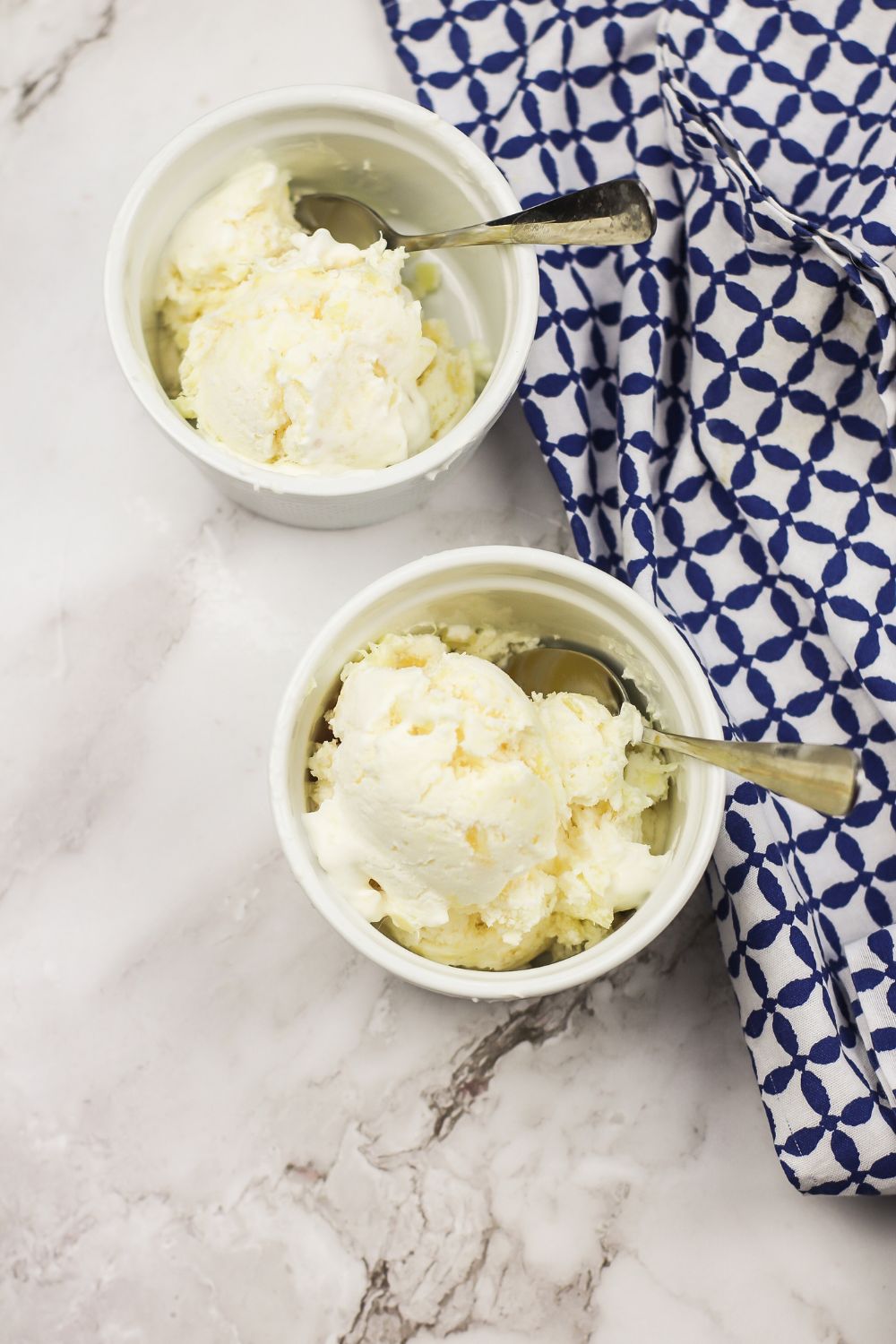 two bowls of homemade pineapple ice cream