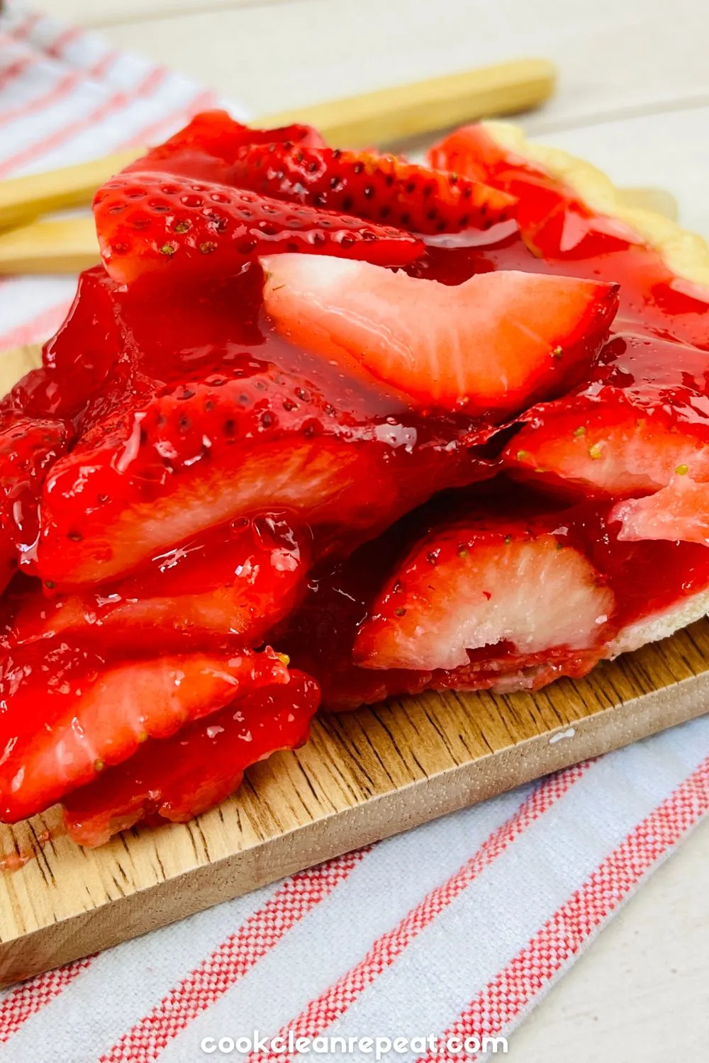 an up close texture shot of strawberry pie