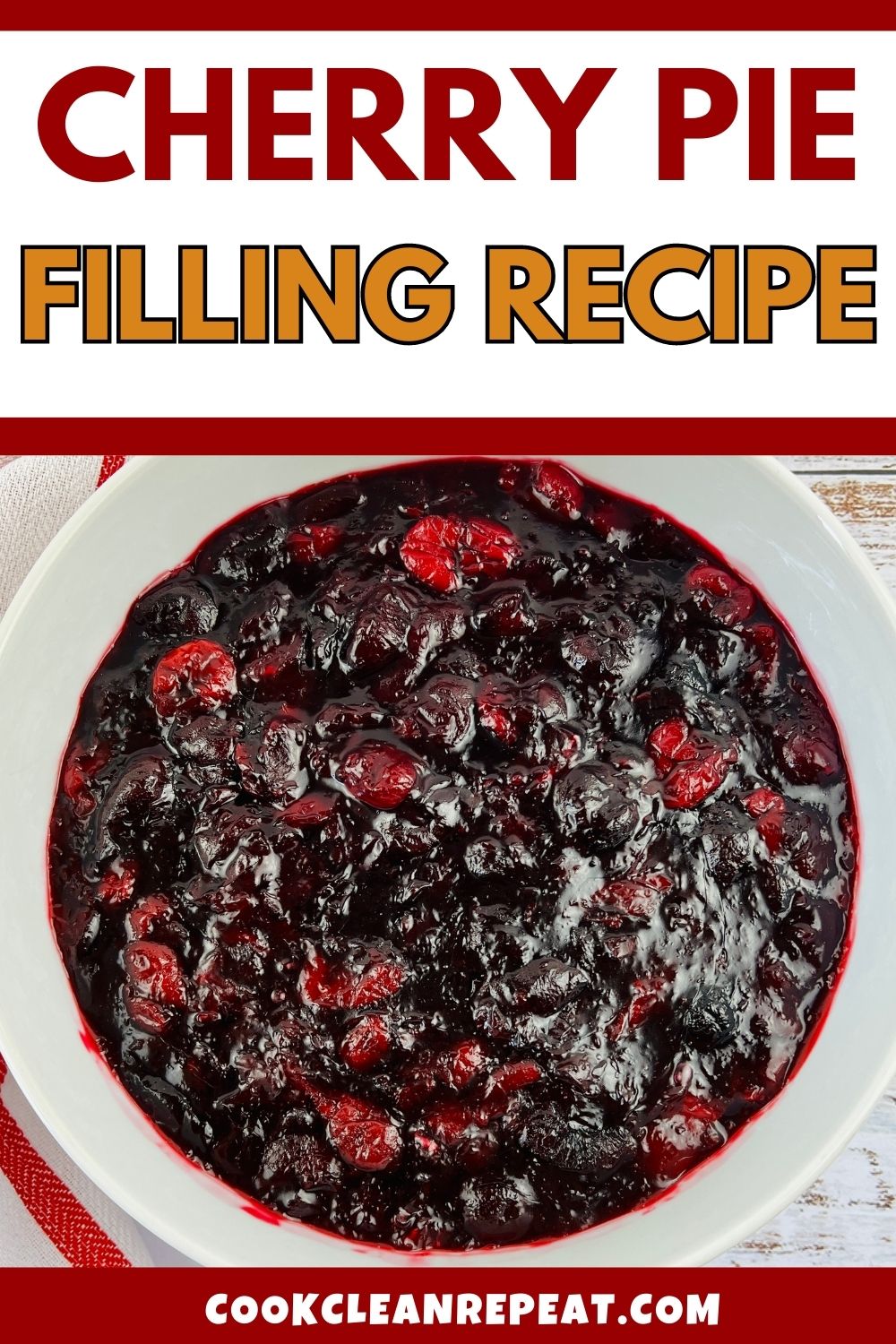 Pinterest image for a cherry pie filling recipe