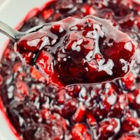 Cherry Pie Filling on a spoon