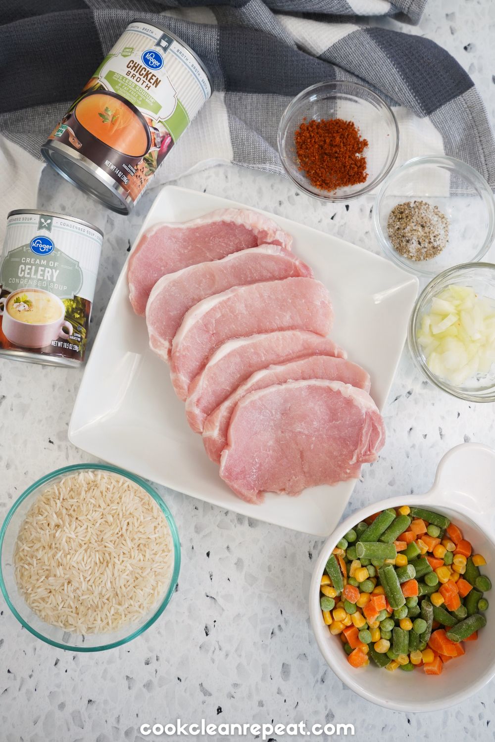 ingredients to make pork chop one pan dinner recipe