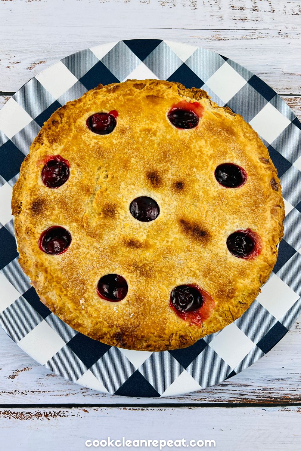 a baked cherry pie made with canned filling