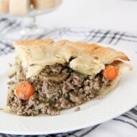 Interior of a cooked ground beef pot pie
