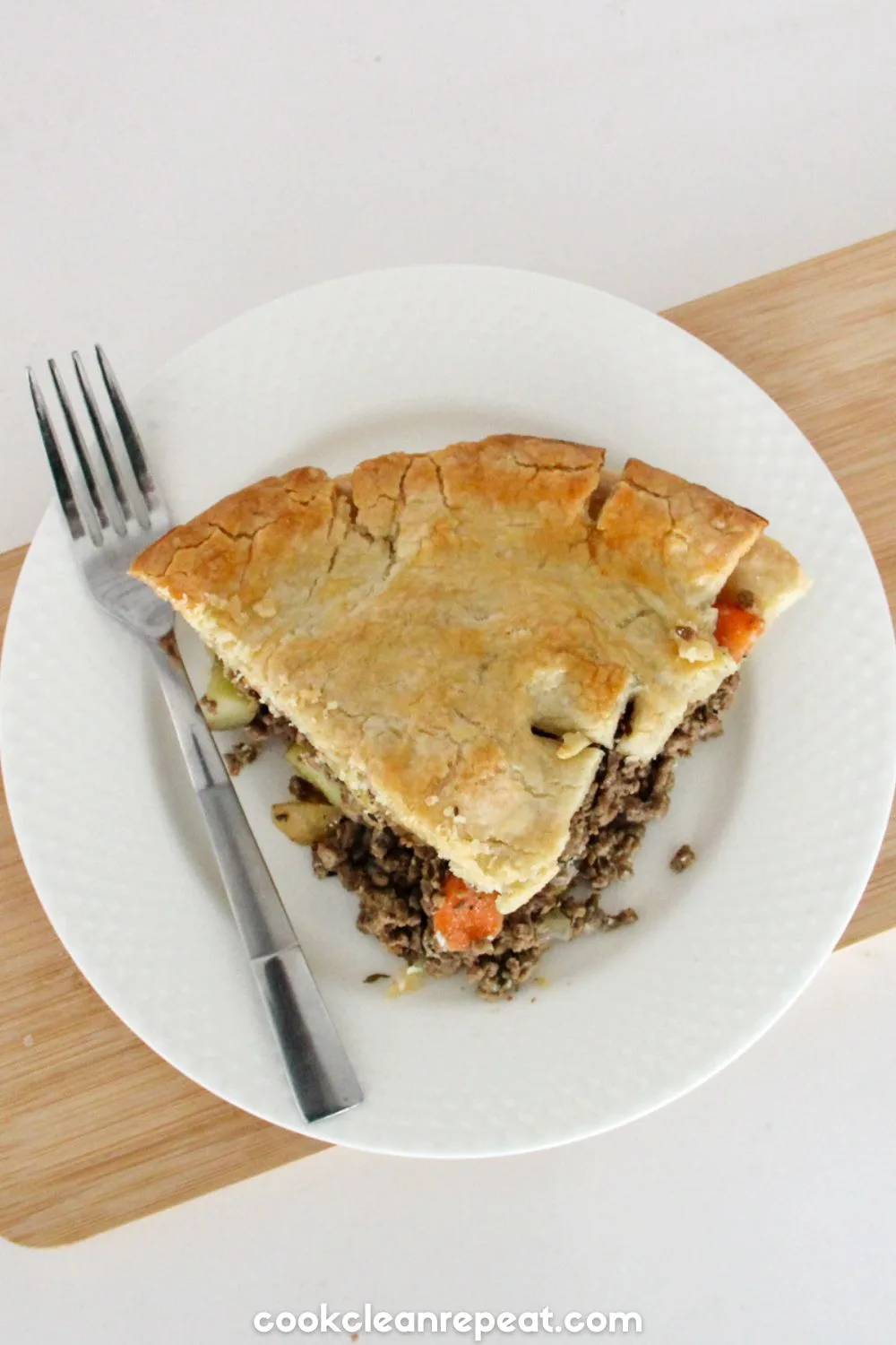 cooked ground beef pot pie from above