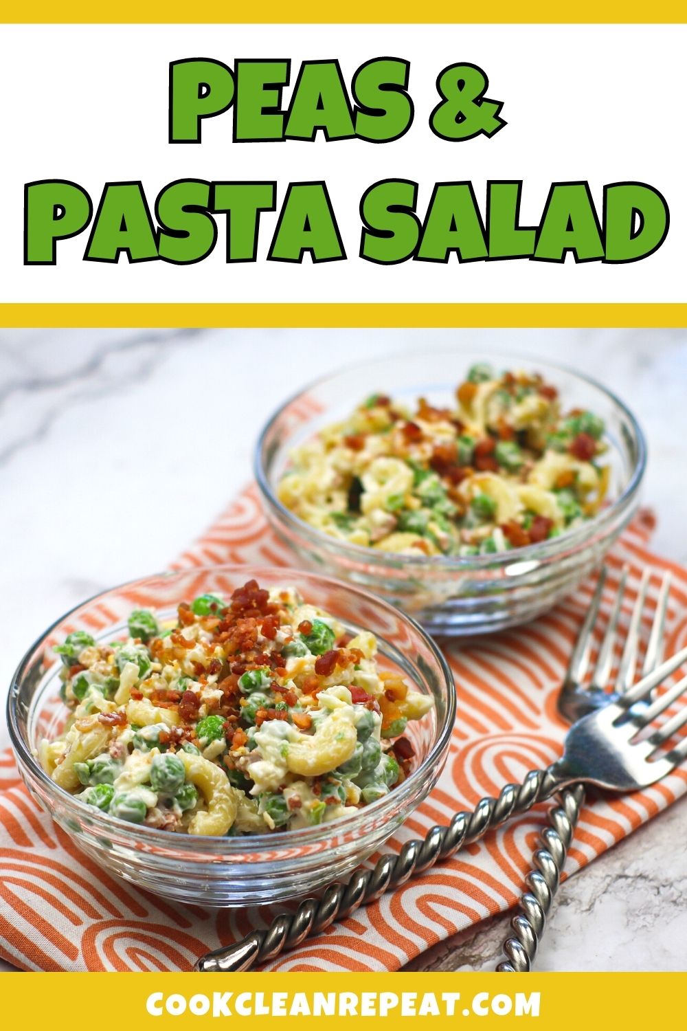 Pinterest image for pea and pasta salad