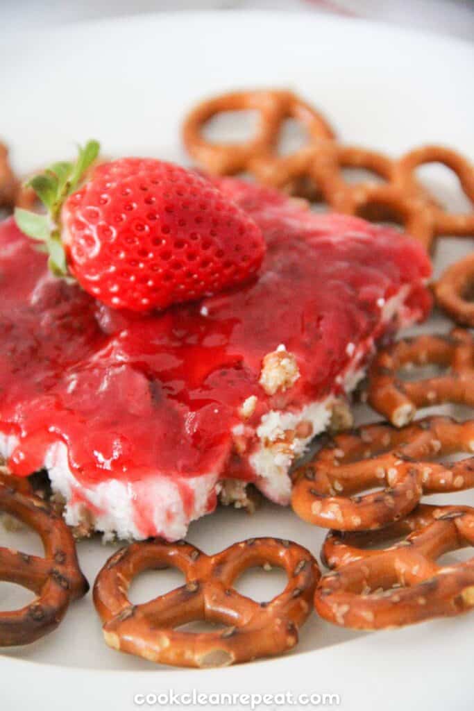 Strawberry Pretzel Salad without Jello Cook Clean Repeat