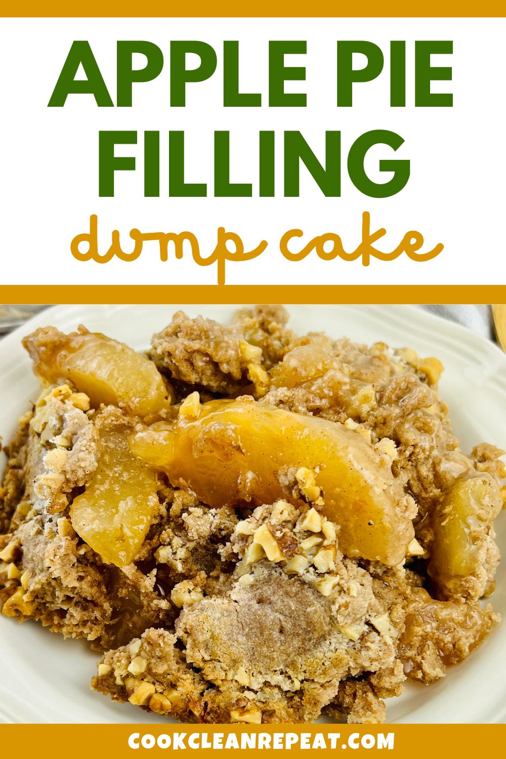 Pinterest image for an apple pie filling dump cake