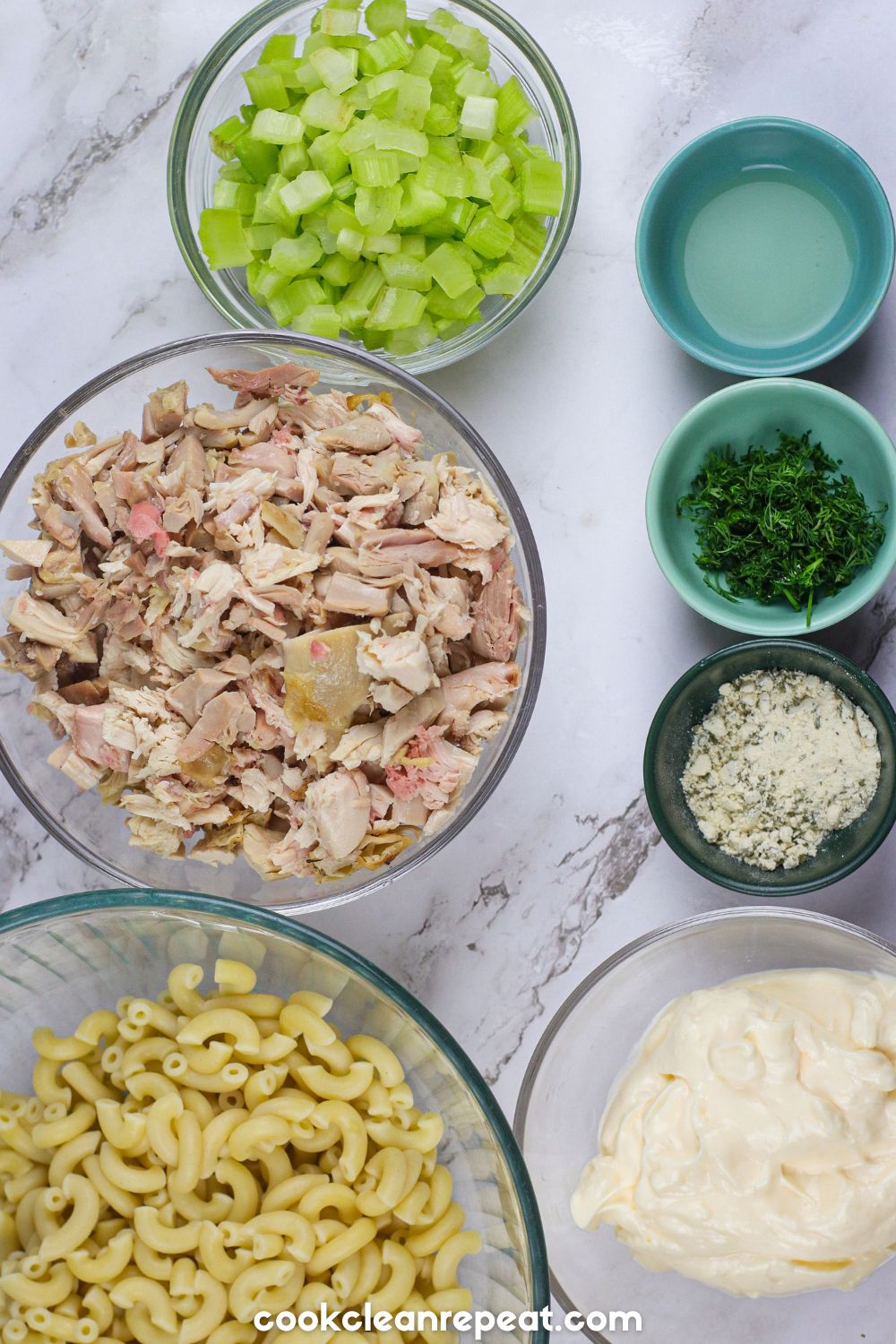ingredients for making a lemon chicken pasta salad
