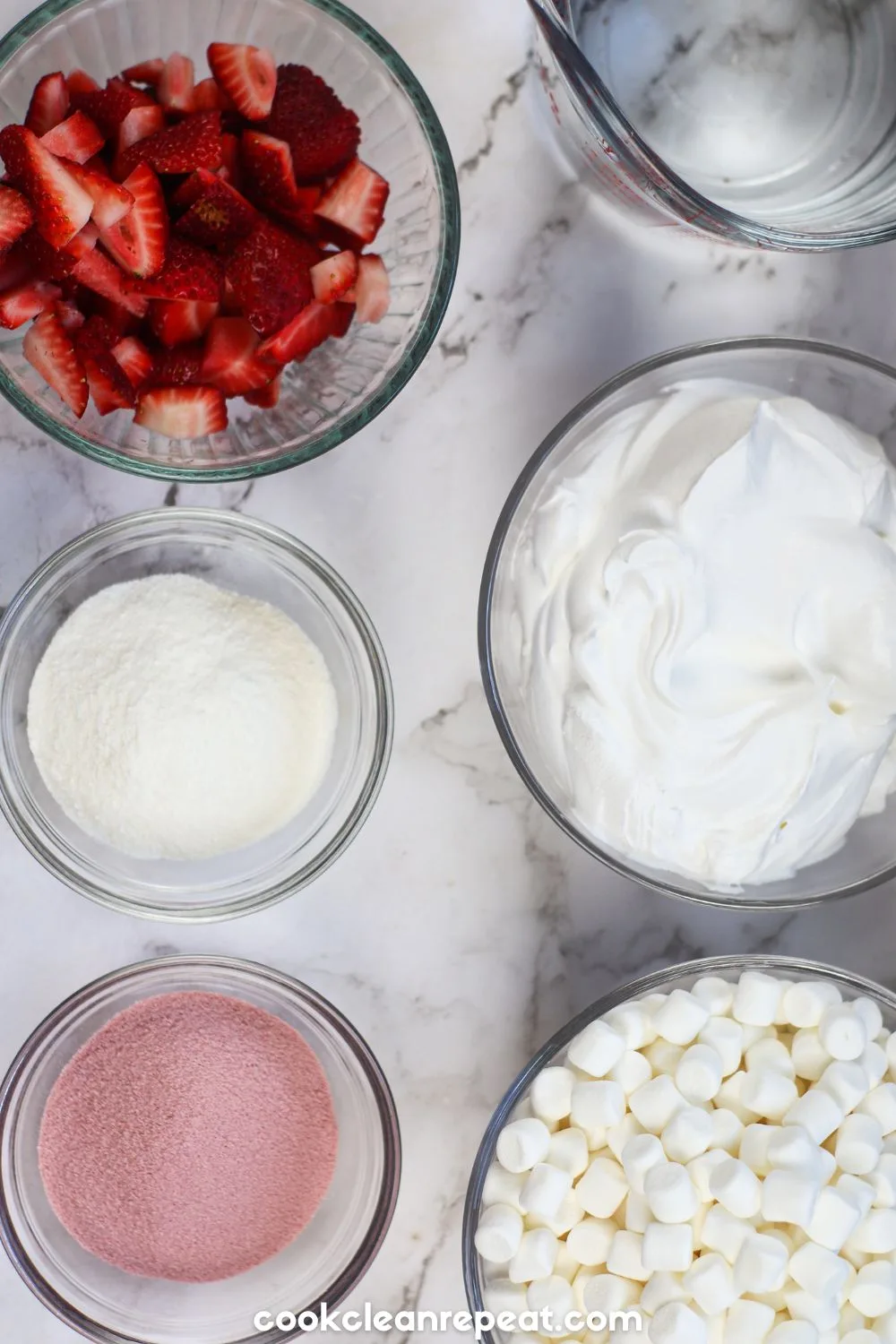 ingredients for making strawberry fluff salad