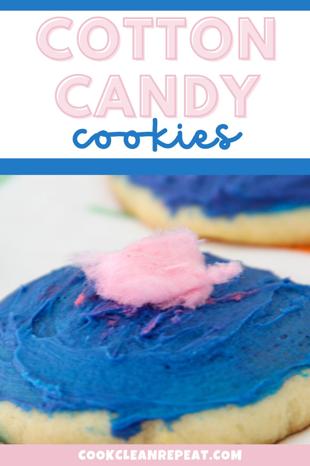Pinterest image for cotton candy cookie recipe