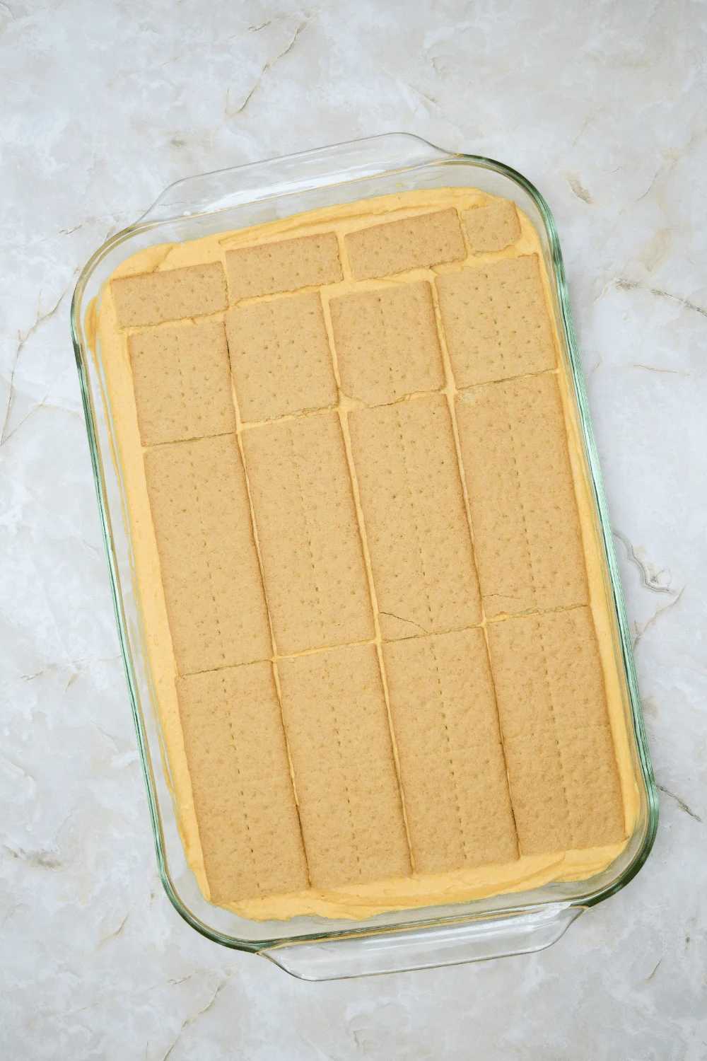 graham cracker layer on top of pumpkin batter to make no bake pumpkin icebox cake
