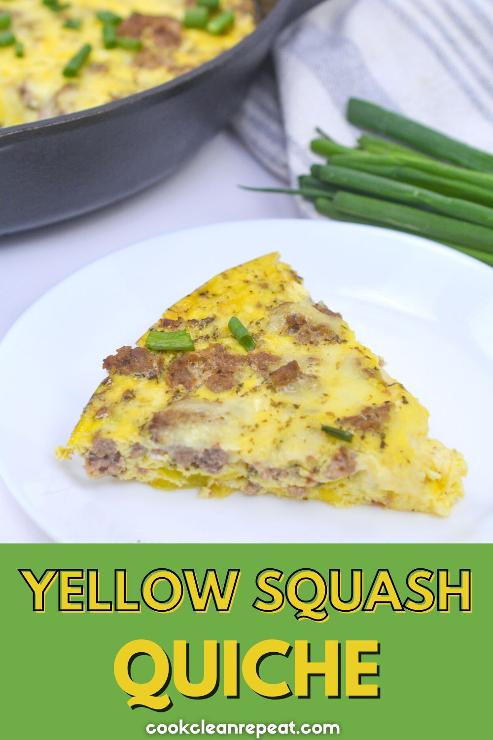 Pinterest image for yellow squash quiche