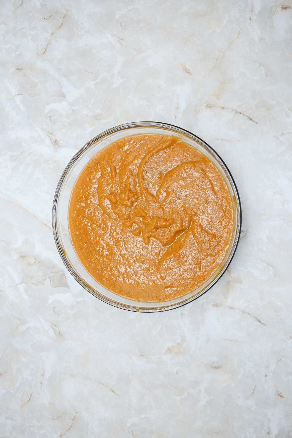 pureed pumpkin cobbler mix in bowl