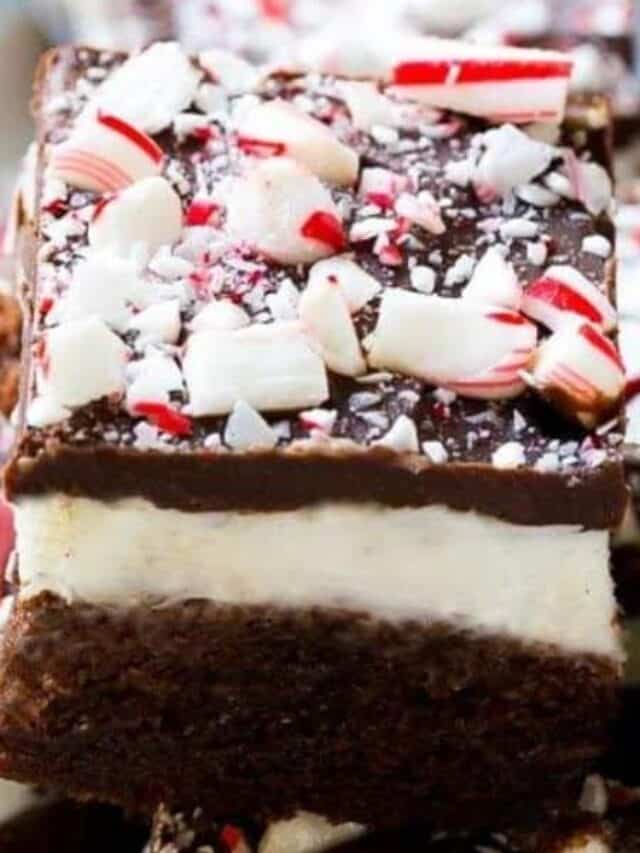Brownies with crushed peppermint candy on top