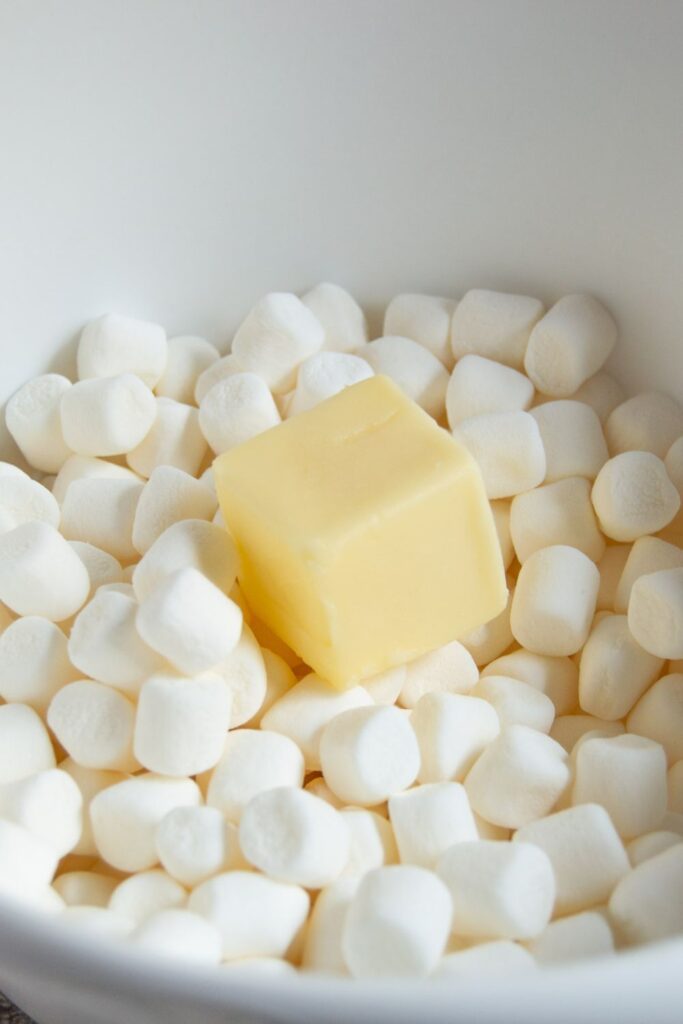 butter and mini marshmallows in a bowl