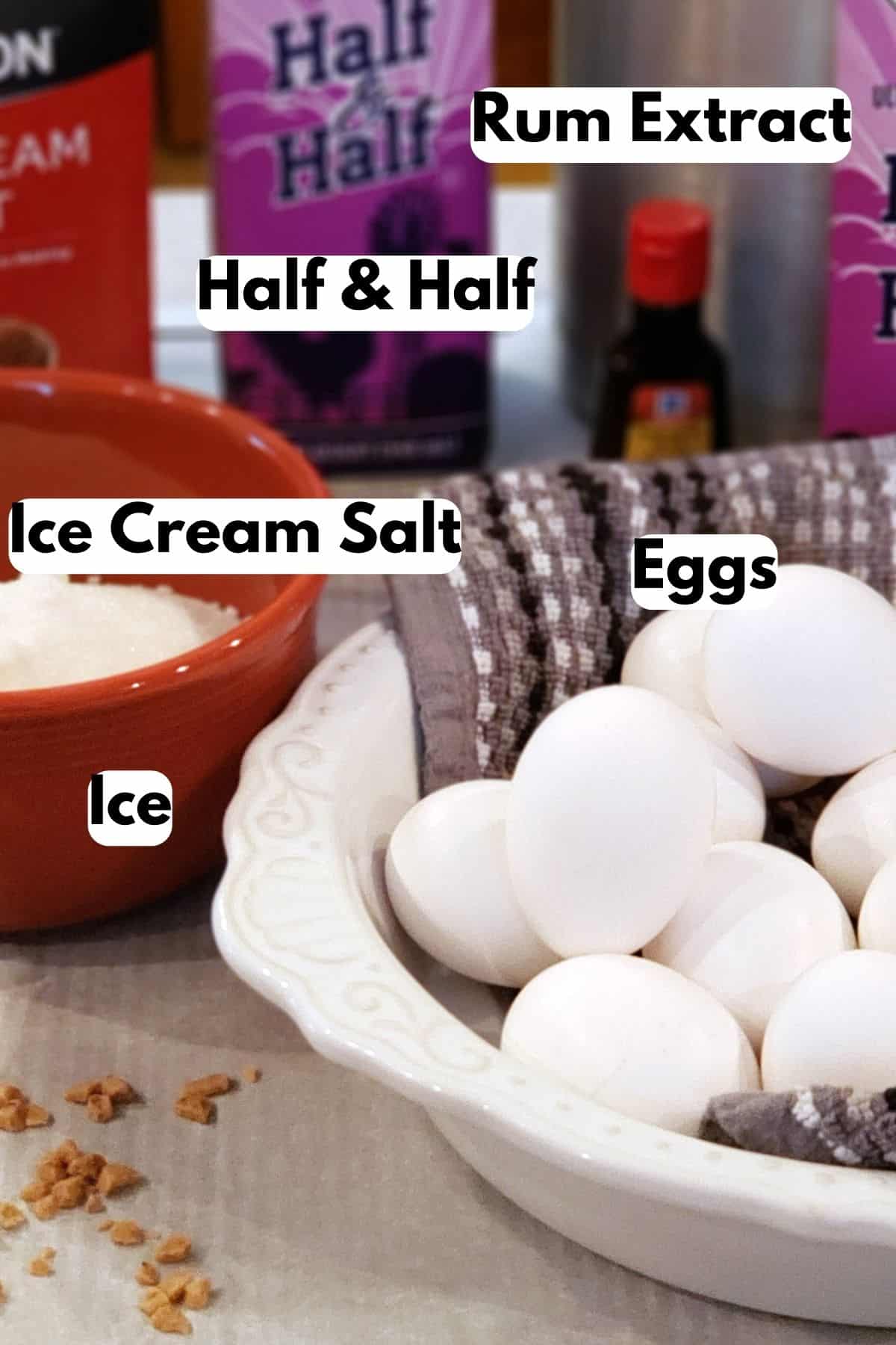 Set two of ingredients needed for this ice cream recipe.